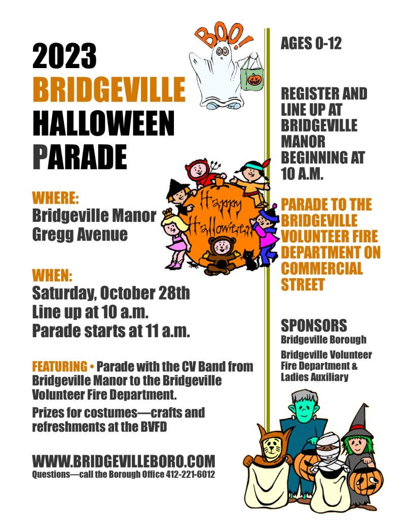 2023 HALLOWEEN PARADE, Saturday, October 28th, Line-up at 10 AM at Bridgeville Manor